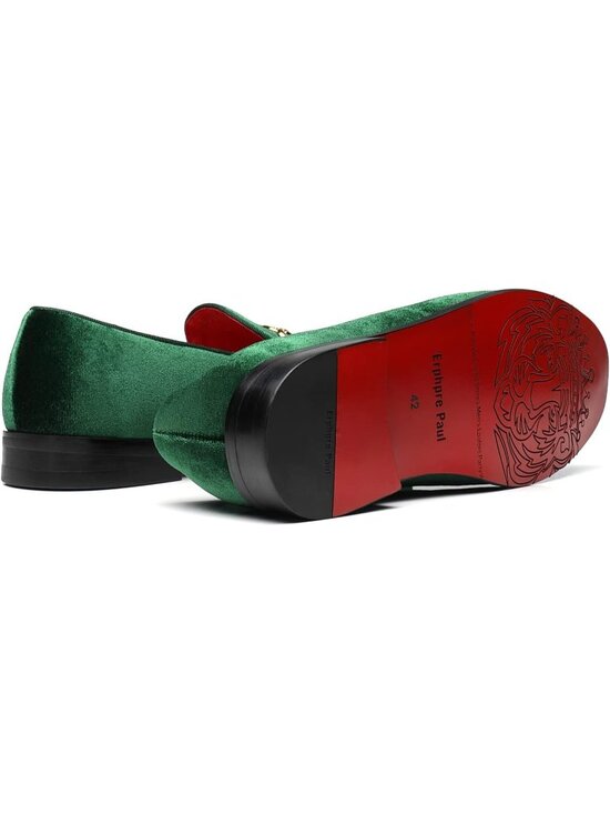 Men\'s Green Velvet Loafers Wedding Party Prom Homecoming Shoes main image 4